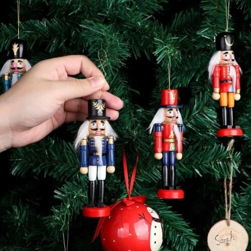 6pcs Christmas Decoration Kids Doll 12.5cm Wooden Nutcracker Soldier Miniature Figurines Vintage Handcraft Puppet New Year Decor