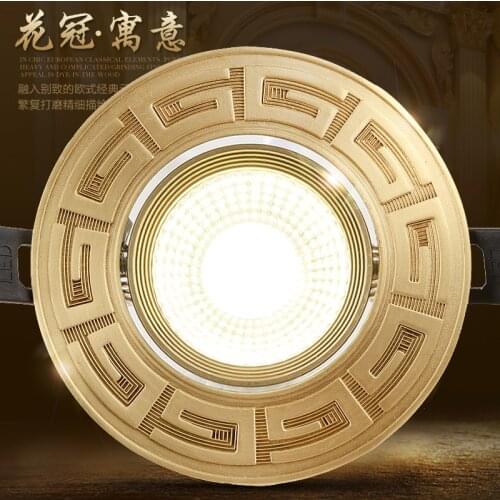 Loft European Style Luxury Pure Copper 3W 5W COB Downlight LED Ceiling Lamp Indoor Light Cafe Store Hall FACTORY SALE
