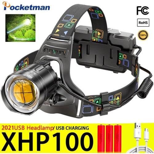 500000LM XHP100 2500M Long Range Powerful Led Headlamp Headlight 18650 Head Flashlight Torch For Camping Cycling Running Fishing