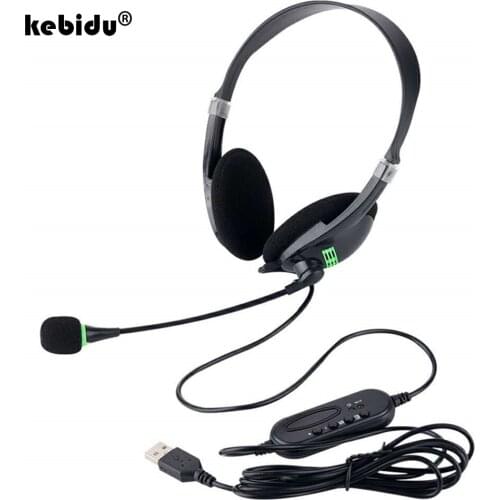 Kebidu Universal 3.5mm Noise Cancelling Wired Headphones USB Headset With Microphone for PC Microphone For PC /Laptop/Computer