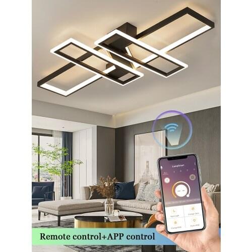 Modern Led Chandeliers For Living Room Home Decoration Bedroom Ceiling Lamp With Remote Control Black Smart Lighting Fixtures