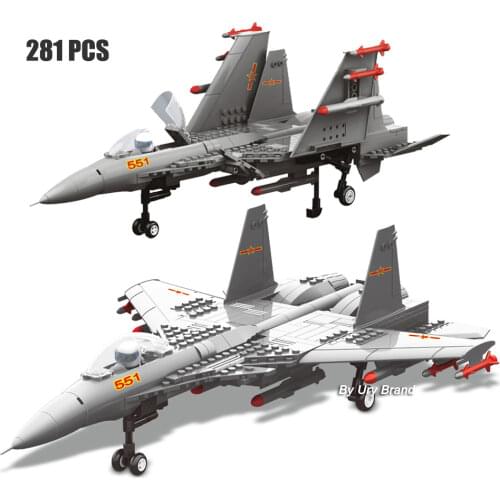 WW2 Morden Army War Craft Plane Military J15 Fighter 281pcs Kits DIY 3D Models Educational Building Blocks Toys for Boys Gifts