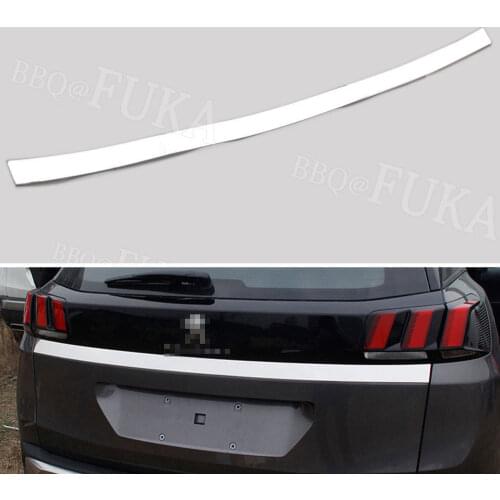 Car Stainless Chrome Rear Trunk Cover Tailgate Trim Back Door Molding Decal FRame Fit for Peugeot 3008 2017 Car Styling Covers