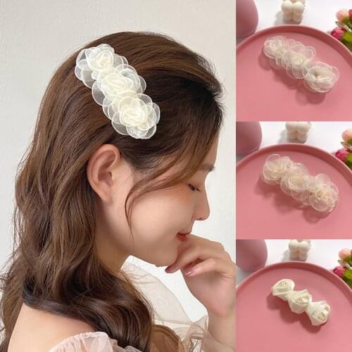 New Fashion Retro Simplicity Hair Clips For Women Girl Headband Net Yarn Flowers Hairpins Barrettes Hair Accessories Ornament