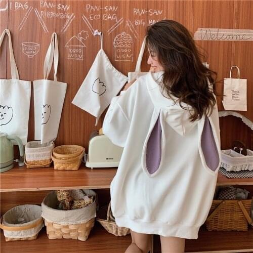 2020 New Korean Cute Rabbit Ears Hooded Creative Women Autumn Winter kawaii hoody Sweatshirt Oversized sudaderas hoodies women