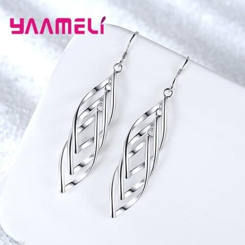 Stylish 925 Sterling Silver Tassel Earrings Metallic Texture Minimalist Women Accessories Piercing Jewelry Lead Nickel Free