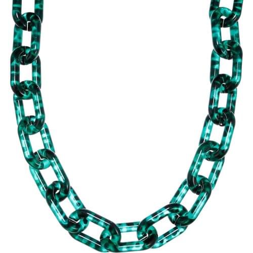 FishSheep Statement Leopard Acrylic Chain Long Necklace For Women Resin Link Chain Necklaces & Pendants 2020 Fashion Jewelry