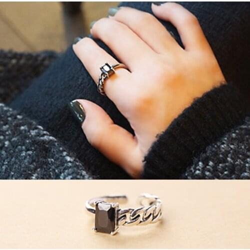 Exaggerated Personality Silver Color Cubic Zircon Rings for Women Adjustable Size Vintage Rings Fashion Wedding Jewelry