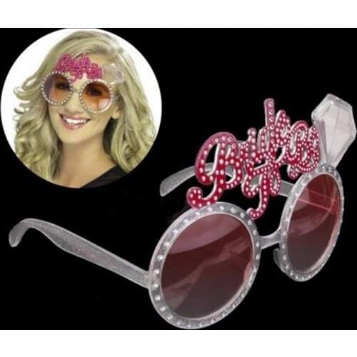 1pcs Bachelorette Hen Party Supplies Bride To Be Glasses Pink Bling Diamond Ring