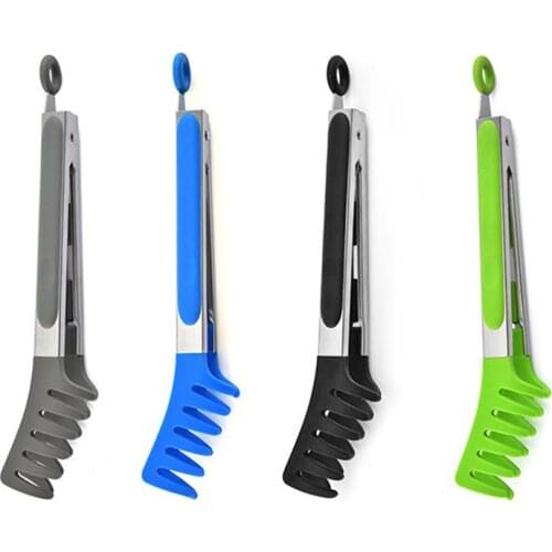 1PCS Pasta Tongs Silicone Tip Non-slip Stainless Steel Food Tongs Spaghetti Tongs Multifunctional Clip Food Clip kitchen Tool