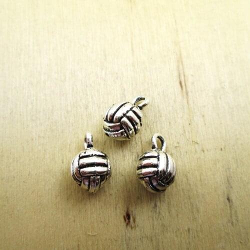 10pcs-- 10x15mm Volleyball charms 3D Volleyball charm pendants DIY necklace/ bracelets charms antique silver tone