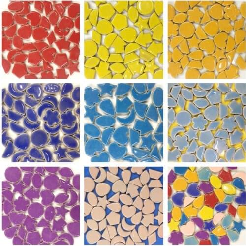 100g / 50pcs Irregular Ceramic Multicolor Mosaic Tile Material For Crafts Mosaic Making Children Puzzle Crafts Colored Stone