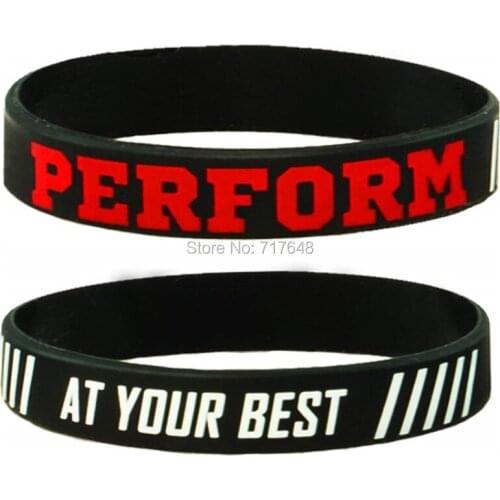100pcs Inspirational Quote PERFORM at your best wristband silicone bracelets free shipping by ePacket A