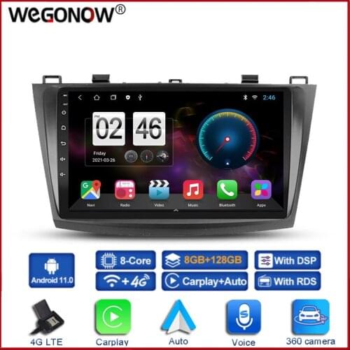 360 Panoramic Camera Carplay 6G+128G Android 10.0 Car DVD Player GPS map WIFI Bluetooth 5.0 RDS Radio For Mazda 3 2010 2011 2012
