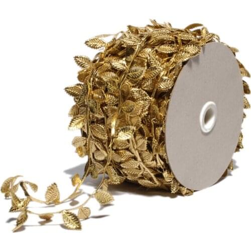 50M/pack 4CM Fashion Newborn Gold Leaves Lace Stretch for Girls Hair Accessories Silver Flower Leaf Trim Ribbon for Clothing