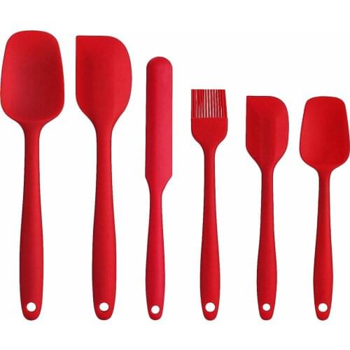 6 pieces food grade non-stick butter cooking silicone spatula biscuit pastry spatula cake baking spatula oil brush set