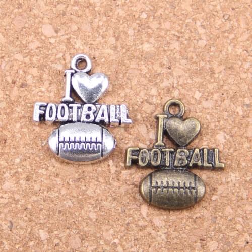 12pcs Charms i love football 20x18mm Antique Pendants,Vintage Tibetan Silver Jewelry,DIY for bracelet necklace