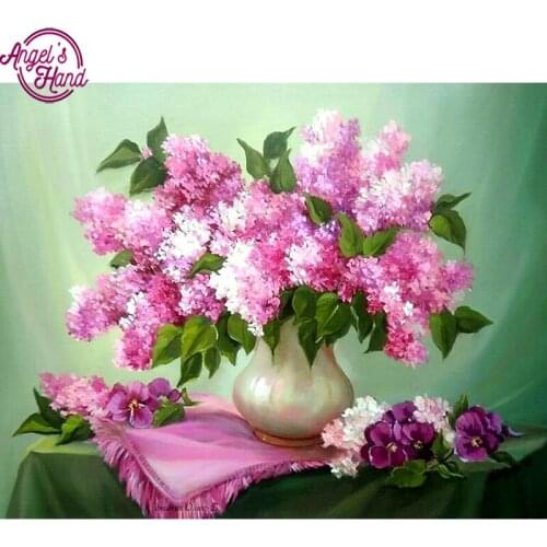 5D DIY Diamond embroidery pink Lilac Flowers diamond painting Cross Stitch full square Rhinestone mosaic home decoration