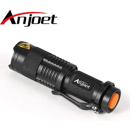Anjoet Adjustable Focus Mini Flashlight CREE Q5 2000 Lumens LED 3 Mode Flashlight Torch Lantern AA 14500 Torch Linterna Mount