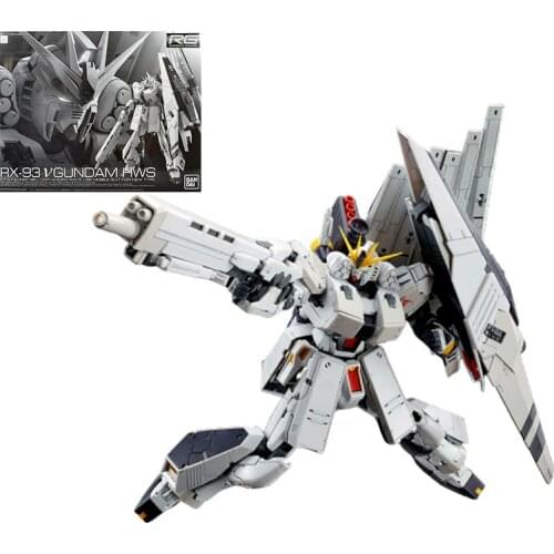 BANDAI RX-93 V Gundam HWS RG 1:144 Model Kids Assembled Toy Robot Japanese Anime Action Figure Collections Puzzle Gifts For Boys