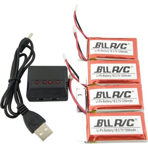 BLLRC Helicopter spare parts Syma X5S X5SC X5SW X5SC-1 H18 H5P 4PCS 3.7V 1200mah lithium battery with charger 4 in 1