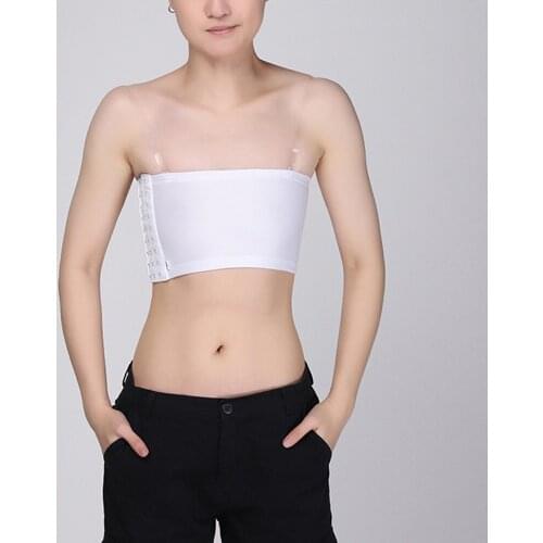 Short Chest Breathable Buckle Binder Trans Lesbian Breast Bra Women Breathable Thin Soft Off-shoulder Corset Tube Tops