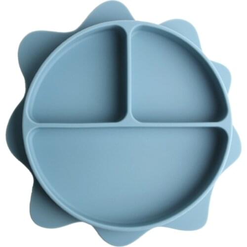 Baby Suction Cup Bowl Non-toxic BPA-Free Silicone Sun Shaped Divided Dinner Plate Infants Learning Feeding Dish Newborn Children