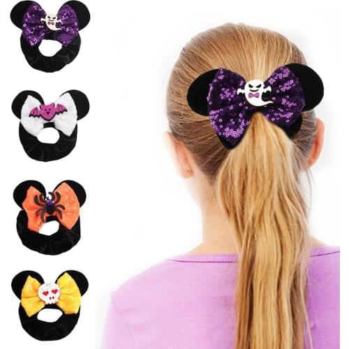 Halloween Cartoon Ghost Pumpkin Elastic Hair Bands Children Girl Rubber Bands Hair Ties Scrunchie Headwear Sweet Hair Accessory