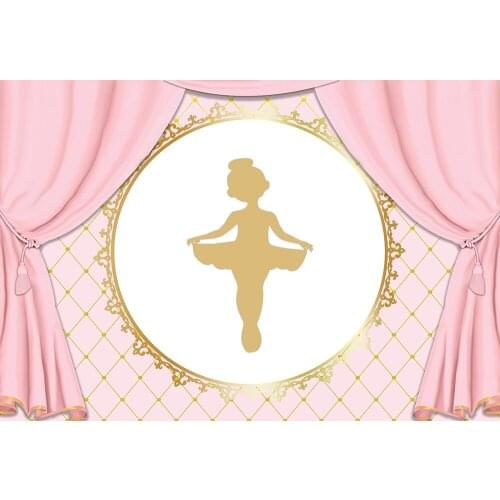 Girl Princess Backdrop Birthday Party Banner Pink Dancing Ballet Photo Background Cake Table Scene Setter Wall Poster Decors