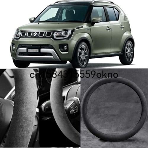 For Suzuki ignis Black Alcantara Suede Car Steering Wheel Cover Car Accessories