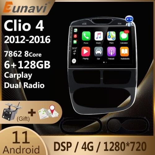 Eunavi Car Radio For Renault Clio 2012-2016 Automatic Multimedia Video Audio Player GPS Navigation HD Screen DSP WIFI Android 10