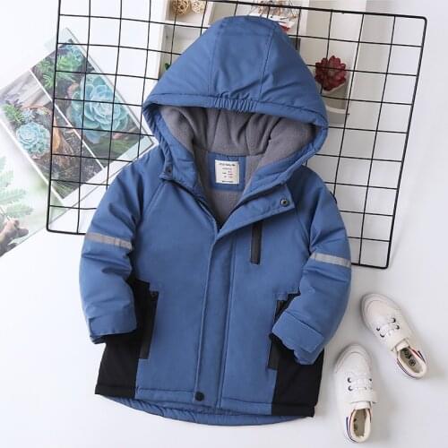 Winter New Children Outdoor Fleece Jackets For boys Cotton Coat Kids Plus velvet Coat Boys Hooded jacket Children Winter Outwear