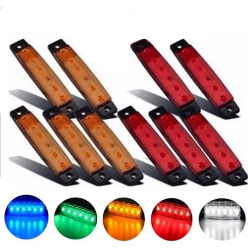 6 LED Truck Side Light Yellow White Red Marker Lamp Low Power Waterproof Side Lights Safety Driving Lamps 24V