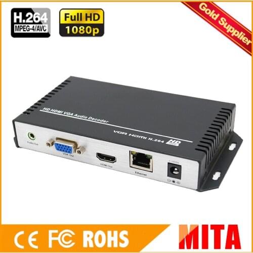 HD H.264 MPEG-4 AVC HMDI+VGA video decoder for IP stream to Youtube Wowza Facebook Ustream