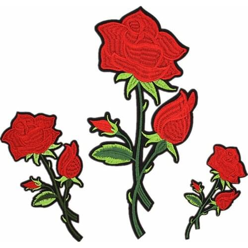 Red Rose Patches for Clothing Iron Embroidered Patch Applique Iron on Patches Sewing Accessories Badge Stickers for Clothes Bag