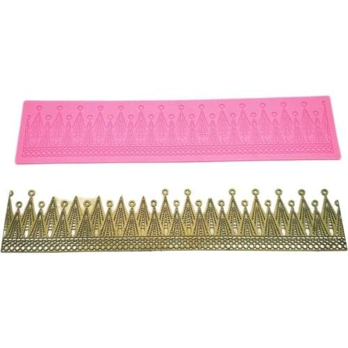 Crown Pattern Lace Mold Silicone Sugar Lace Pad Cake Brim Decoration Mold Kitchenware DIY Tool K386