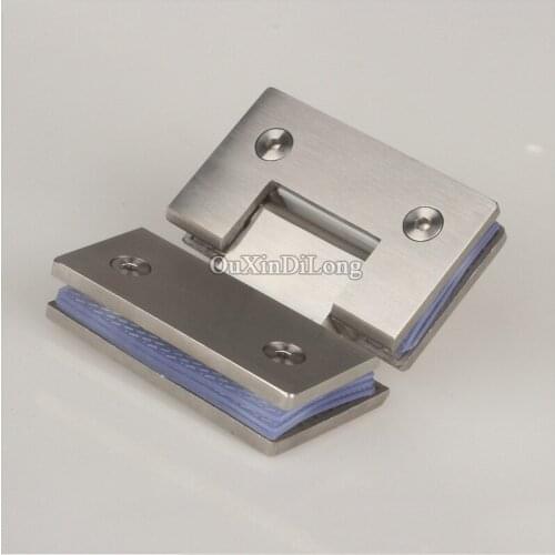 HOT 2PCS 304 Stainless Steel Frameless Shower Glass Door Hinges 135 Degree Glass to Glass Fixed Clamps Holder Brackets 4 Colors