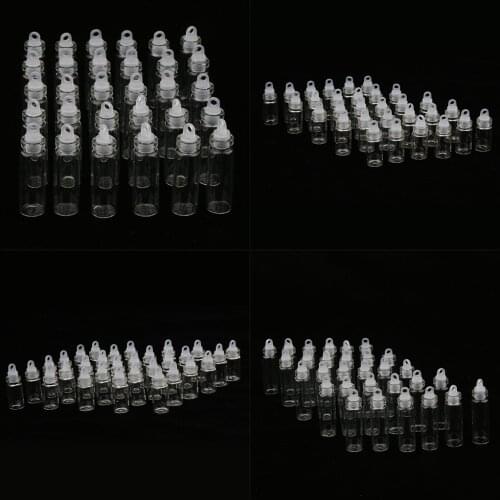 MagiDeal 60Pcs Mini Clear Glass Jar Essential Oil DIY Decoration Bottle Wishing Vials - 1ml+2ml