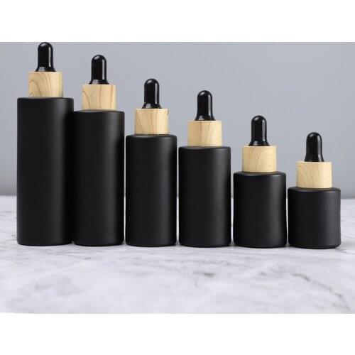 Dropper Bottle Tubes Frosted Black Glass Aromatherapy Refillable Bottle For Essential Massage Oil Pipette Container