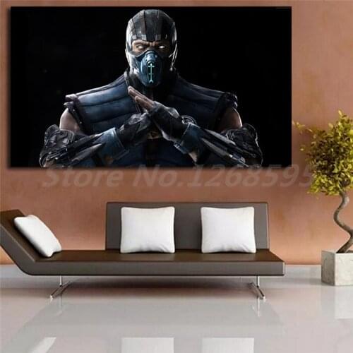 Mortal Kombat X Sub Zero Fighting Wallpaper HD Canvas Painting Print Living Room Home Decor Modern Wall Art Oil Painting Poster
