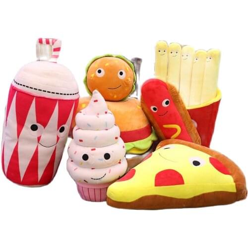 Cartoon plush hamburger Toy ice cream french fries toy stuffed fast food Popcorn cake pizza pillow cushion kid toy birthday gift