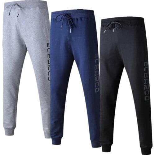 EL BARCO Autumn Cotton Men Casual Pants Discolored Letter Long Black Male Sweatpants Blue Grey Soft Skinny Joggers Trousers
