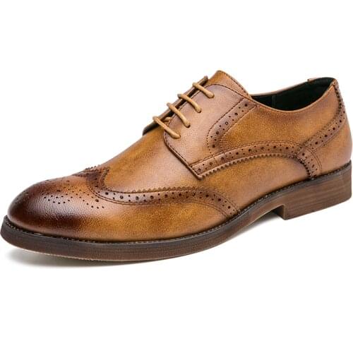 Men Leather Dress Shoes Autumn Men Business Wedding Shoes Lace Up Mens Formal Shoes Oxfords Shoes For Men Casual Shoe