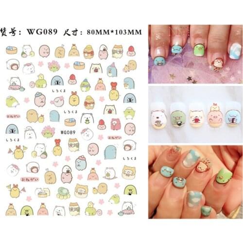 Nail Art Stickers Abstract Line Face Geometric Design Adhesive Nail Art Decorations DIY Sun Flowers Smiley Face Nail Decals