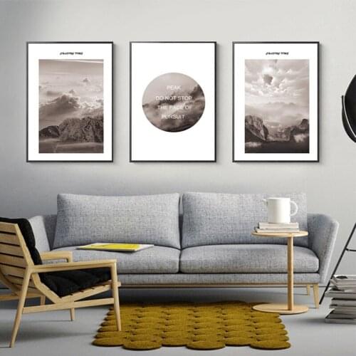 Nordic Decoration Gray Mountains Canvas Painting Wall Art Poster Natural Landscape Print Wall Picture for Living Room Bedroom