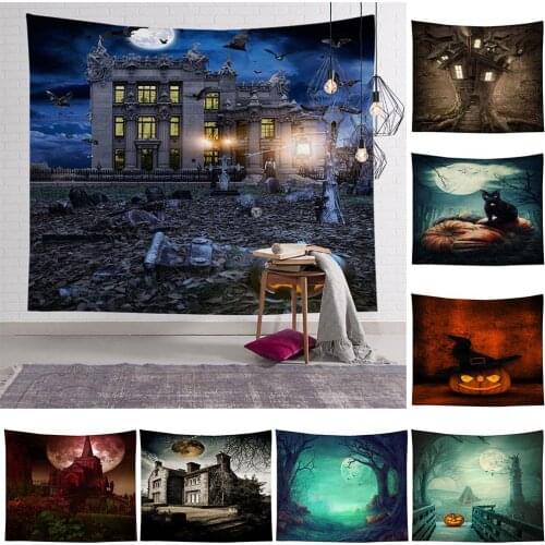 Halloween Pumpkin Print Wall Hanging Bedroom Tapestry Carpet Home Backdrop Halloween Decor Tapestrys