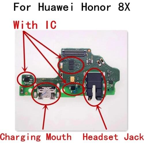 New Original USB With Microphone Charging Charger Dock Port Board Headset Jack Flex Cable For Huawei Honor 8X Y9 2019 8XMAX