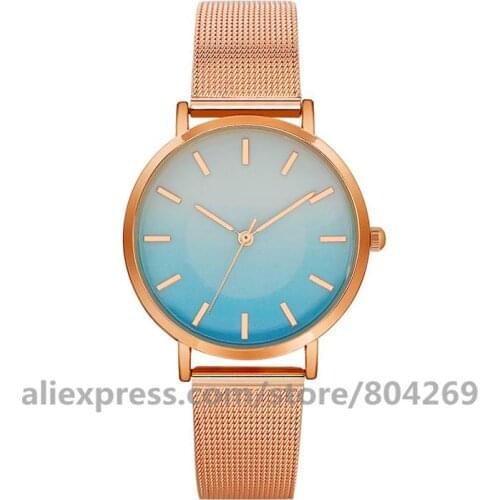 Wholesale Womens Quartz Watch Alloy Fashion Gradient Color Women Rose Watches 8715