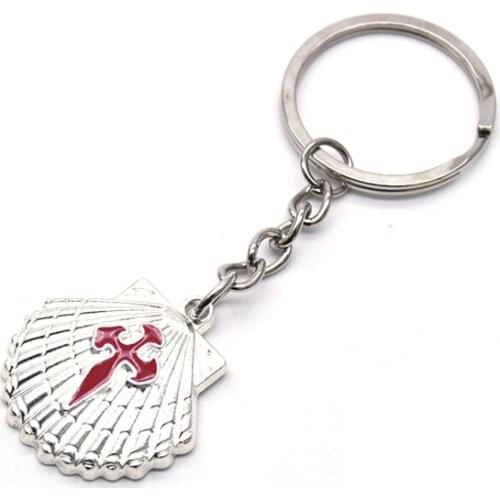 QIGO Metal Enamel Cross Shell Key Chain Religious Jewelry Gifts