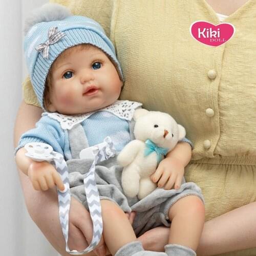 Lifelike bebe realista reborn doll Soft Cotton baby simulation Silicone doll 17inch Clothes doll With Bear Toddler Gift Toys